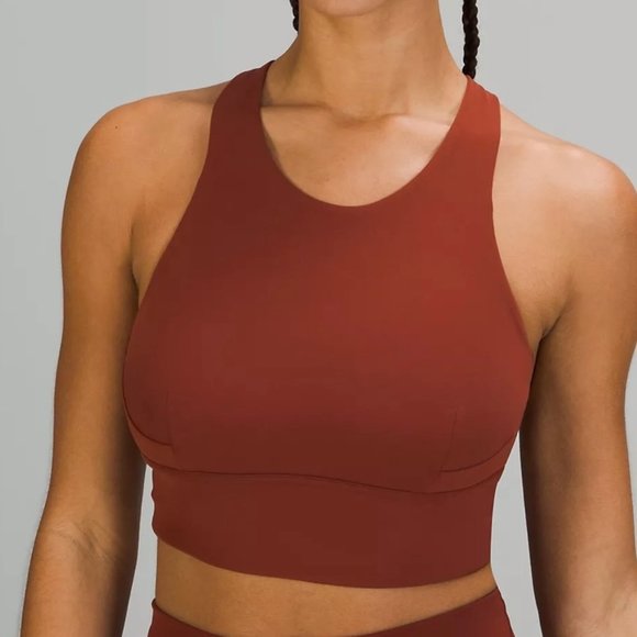 LULULEMON RACERBACK BURNT ORANGE CROPPED SHELF BRA ALIGN - 6 / M - Picture 1 of 6